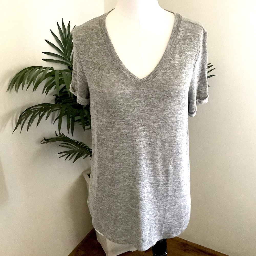 Deep-V Gray Tee